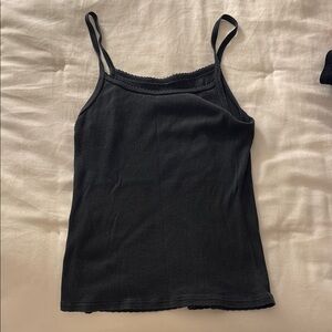 Brandy Melville Black Scalloped Tank